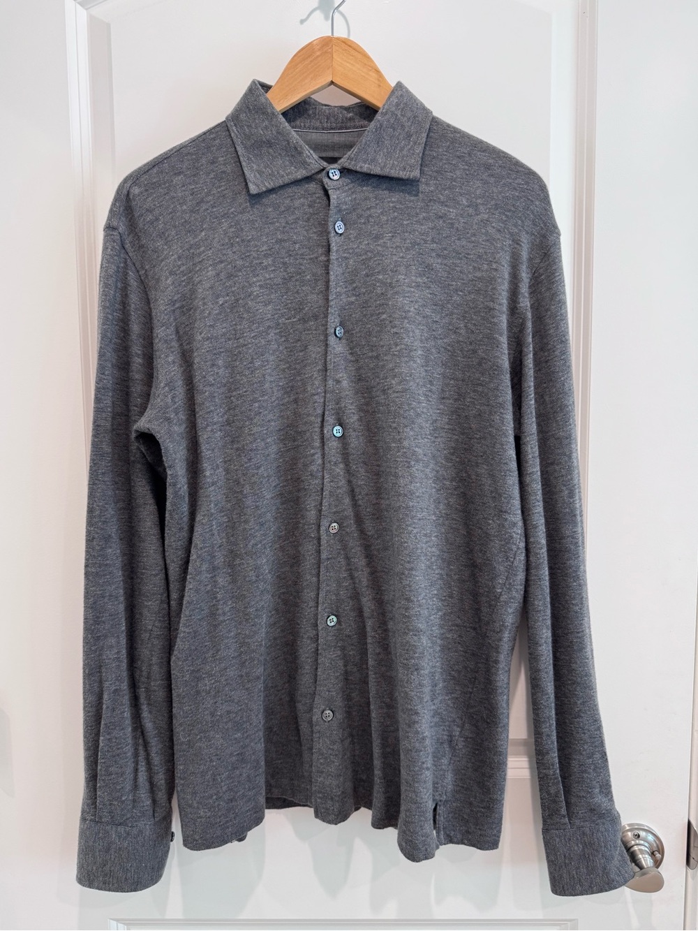 Cashmere cotton blend Ermenegildo Zegna Grey Long-Sleeve Button-Down Shirt